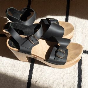 No.6 Black Clog Sandal, Size 38
